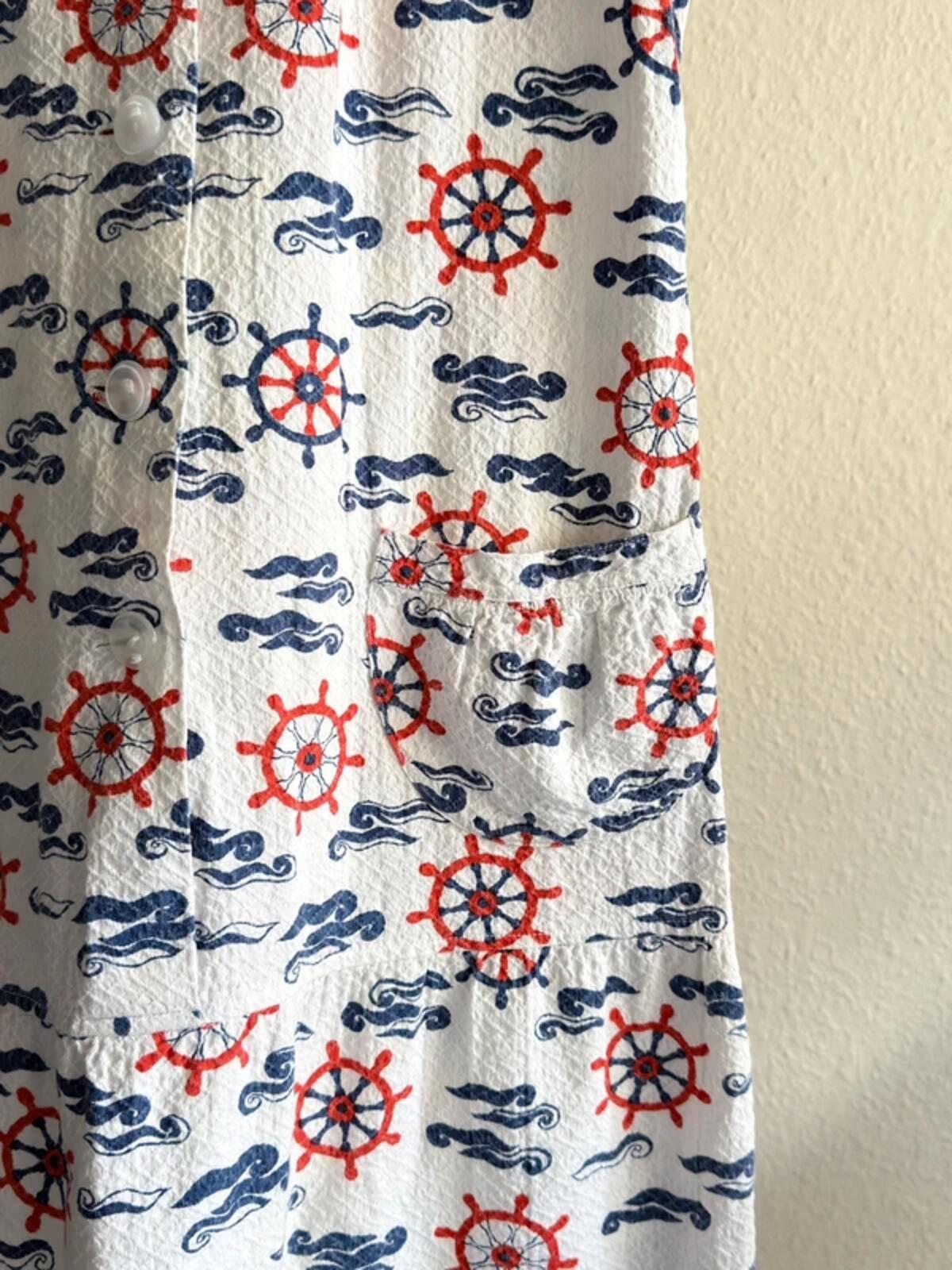 Vintage Nautical Sea Print House Dress Large