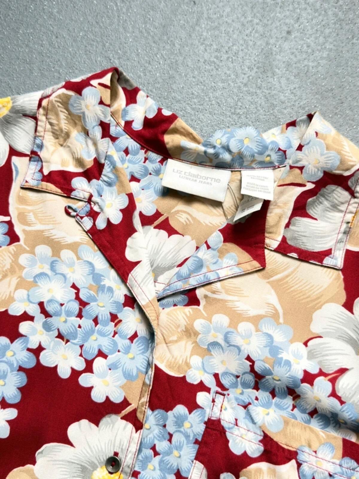 Vintage Liz Claiborne Floral Boxy Shirt Blouse XL Ladies