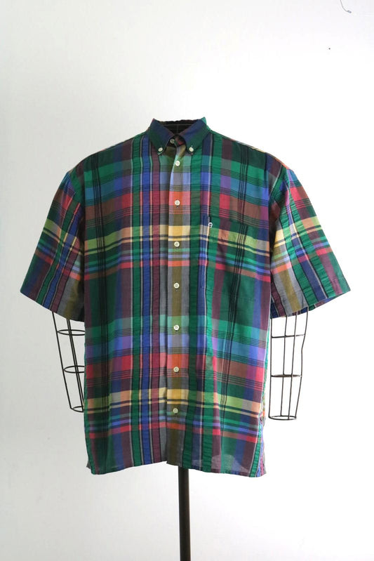 Etienne Eigner Madras Check Plaid Shirt XL 90s Vintage