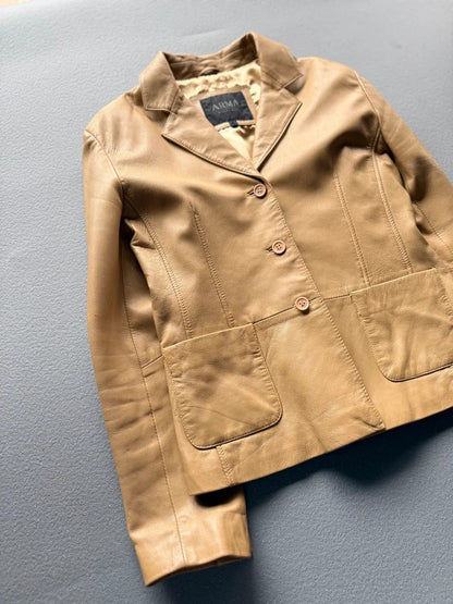 ARMA Buttery Beige Leather Jacket – Women’s UK 16