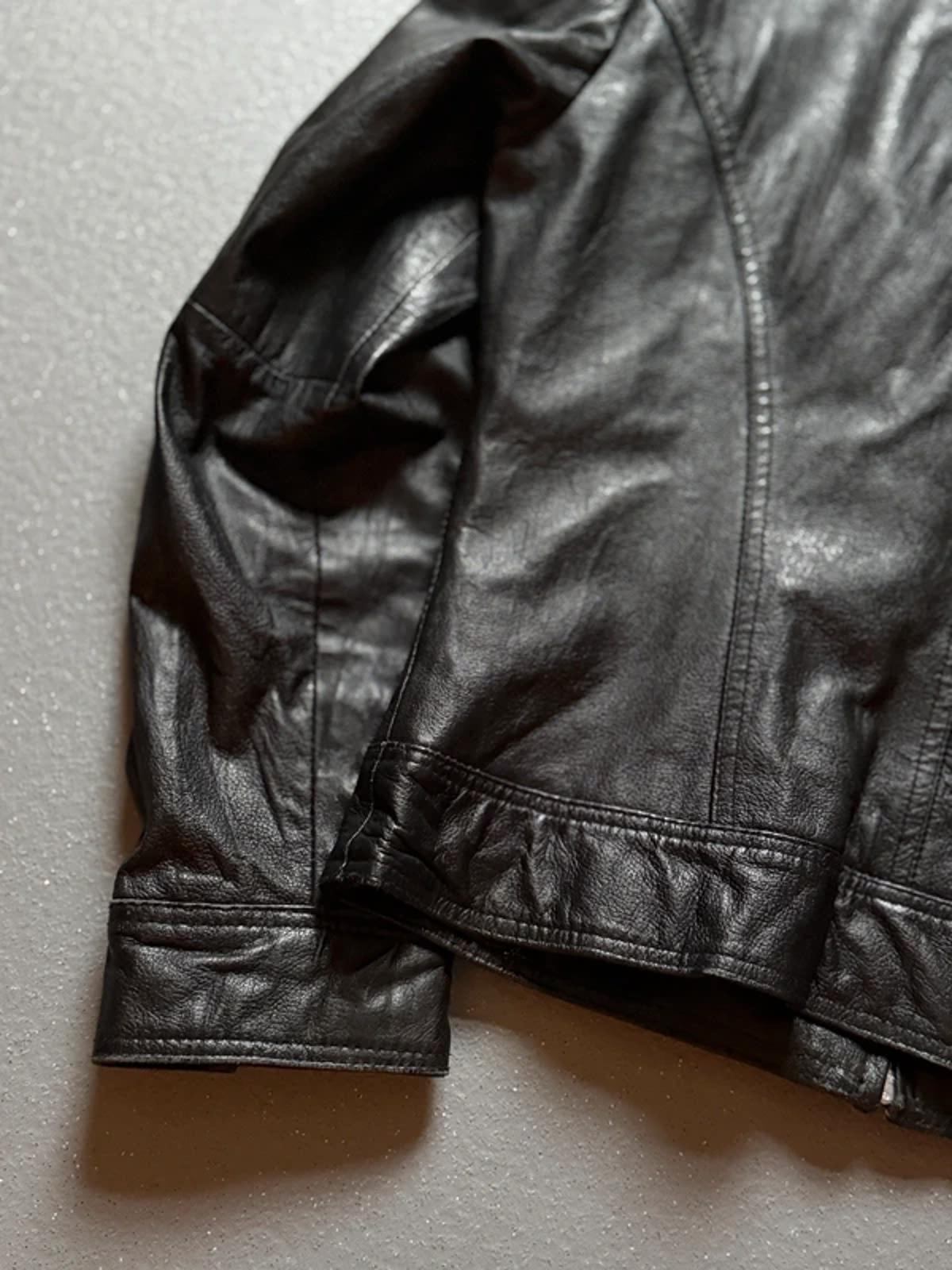 Vintage Tesini Biker Leather Bomber Jacket Size 12 Y2K