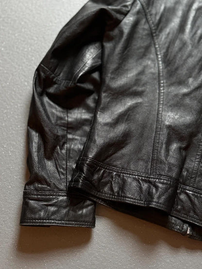 Vintage Tesini Biker Leather Bomber Jacket Size 12 Y2K