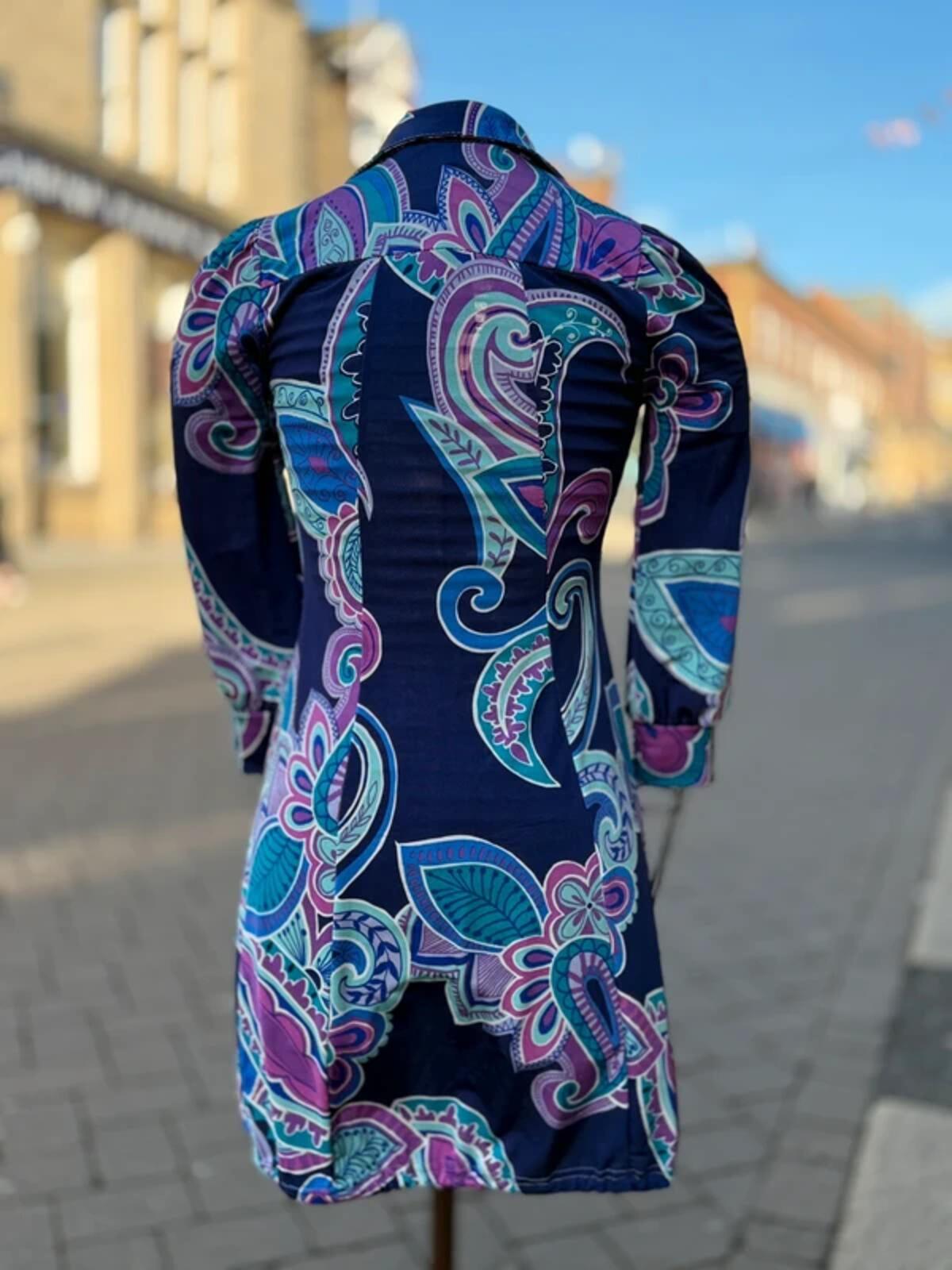 Y2K Psych Dress Paisley Mandala 70s Style Medium