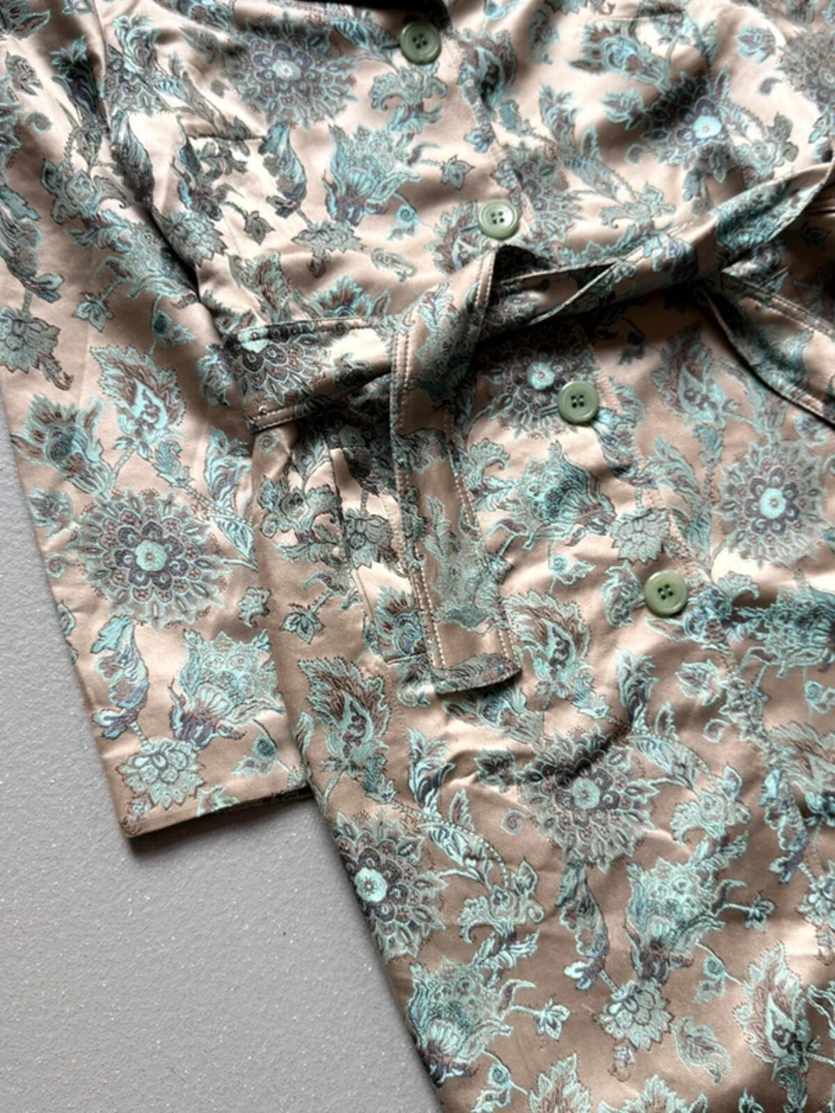 Y2K Silver Botanical Embroidery Trenchcoat with Belt Size 18