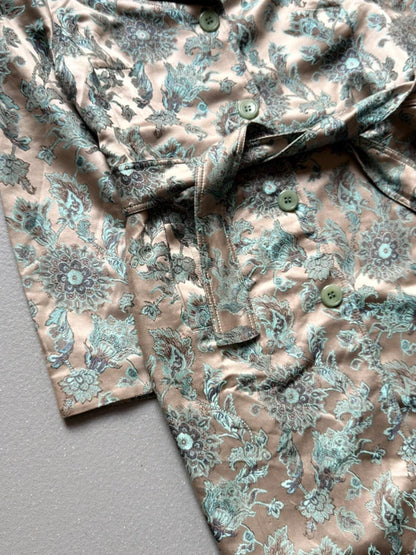 Y2K Silver Botanical Embroidery Trenchcoat with Belt Size 18