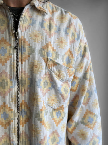 Vintage 90s Aztec Boho Surf Overshirt XXL
