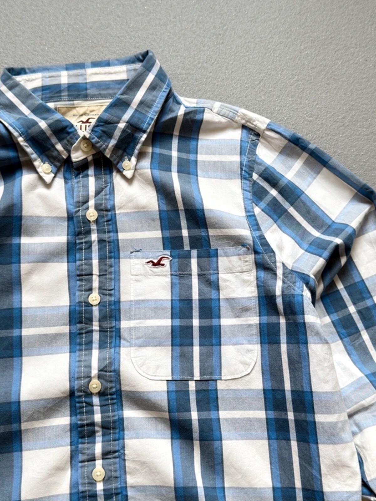 Hollister Y2K Check Blue Shirt XL Mens