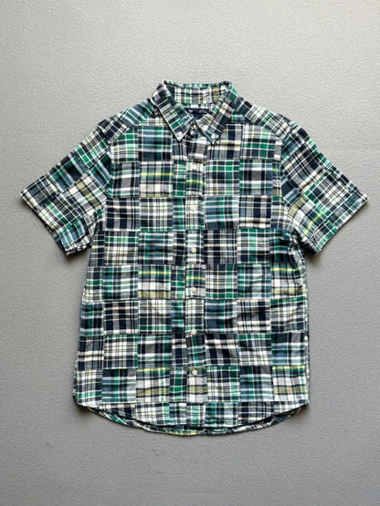GAP Patchwork Madras Check Short Sleeve Shirt Small