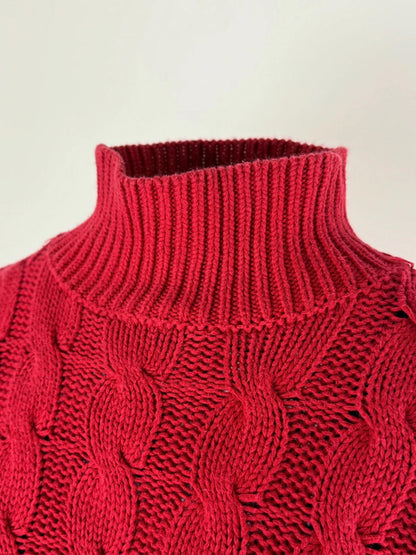 LL Bean Cable Knit Roll Neck Jumper Medium