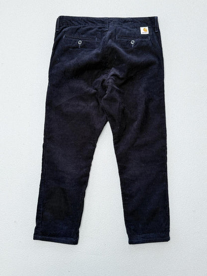 Carhartt WIP Black Corduroy Club Pants 31x32 Straight Leg Trousers