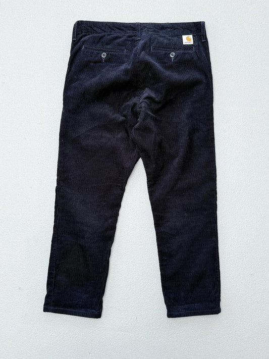 Carhartt WIP Black Corduroy Club Pants 31x32 Straight Leg Trousers
