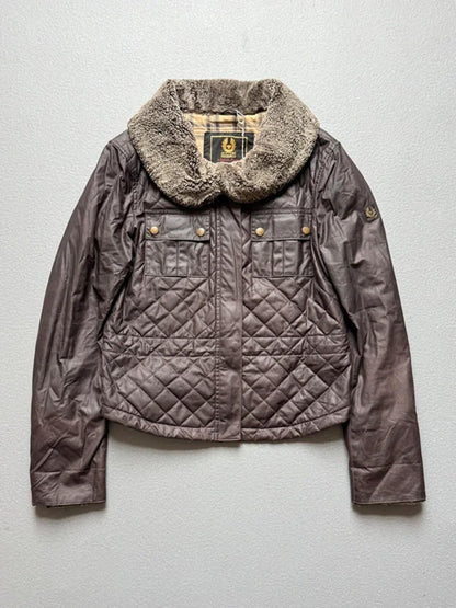 Belstaff Wax Quilted Jacket Brown Ladies Size 46 / UK 14