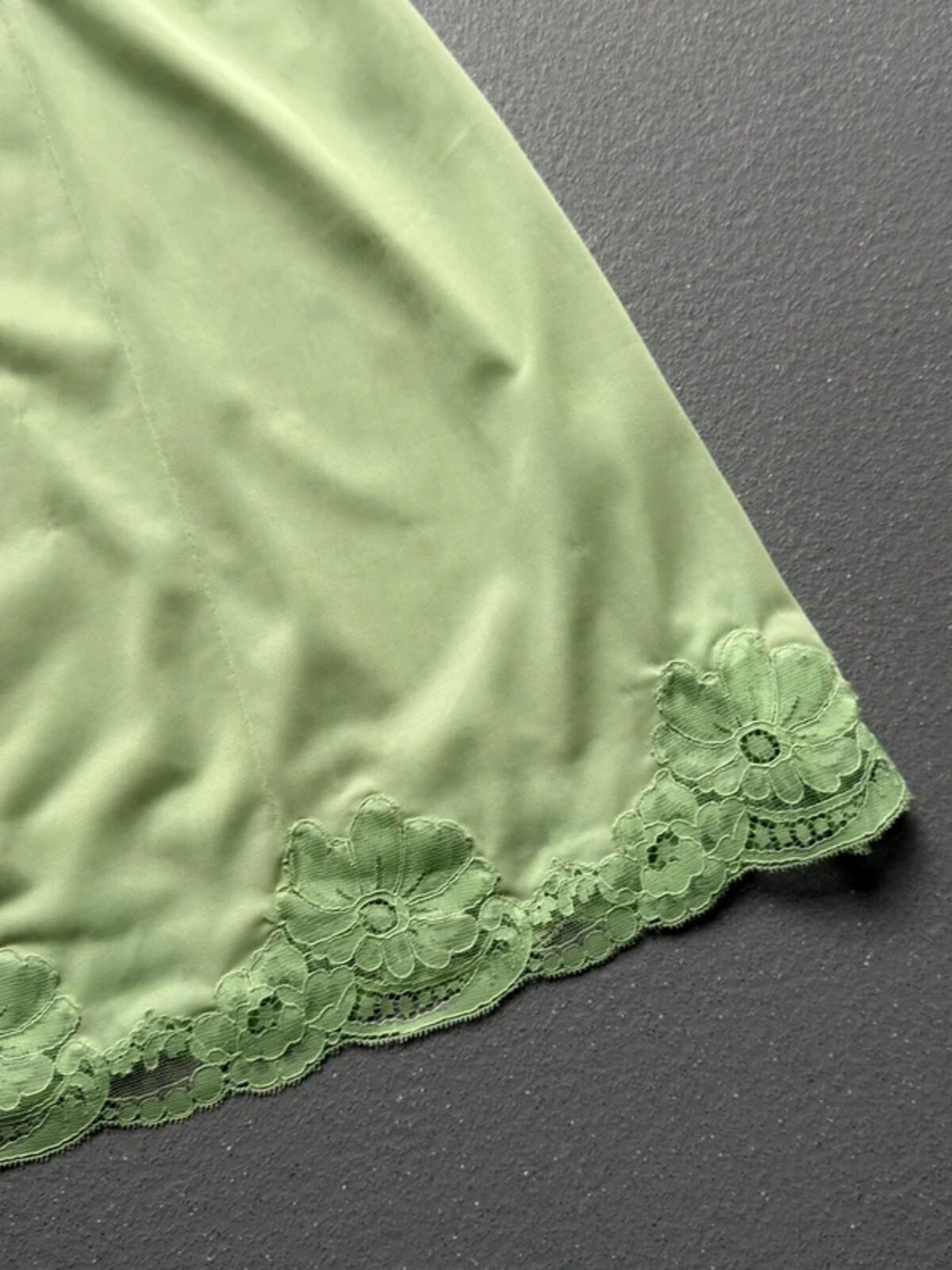 Y2K Vintage Lace Trim Lime Green Slip Dress S/M