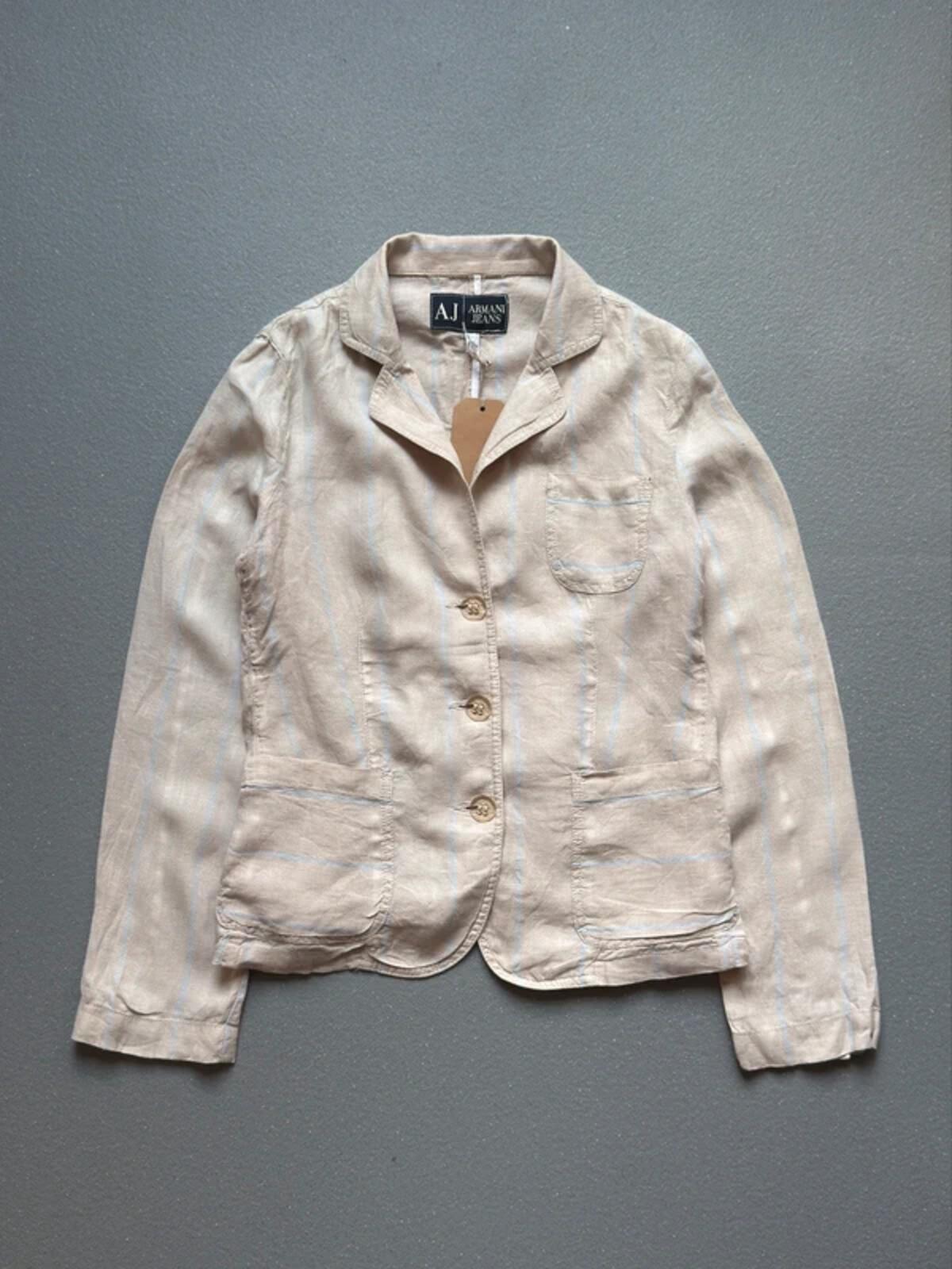Armani 2000s Linen Blazer Beige Size 10