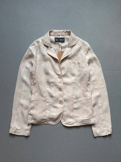 Armani 2000s Linen Blazer Beige Size 10