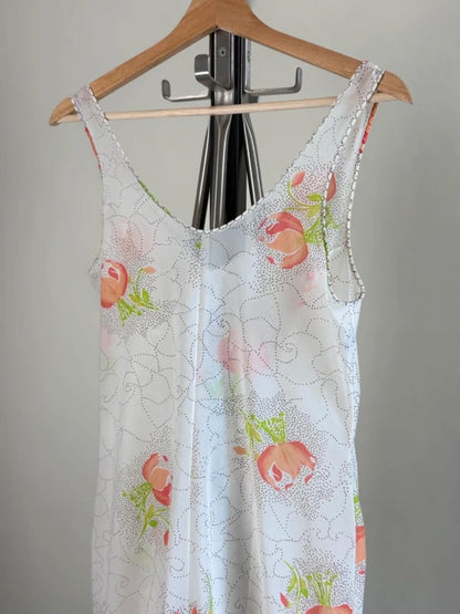 Y2K Pastel Slip Dress Small Floral