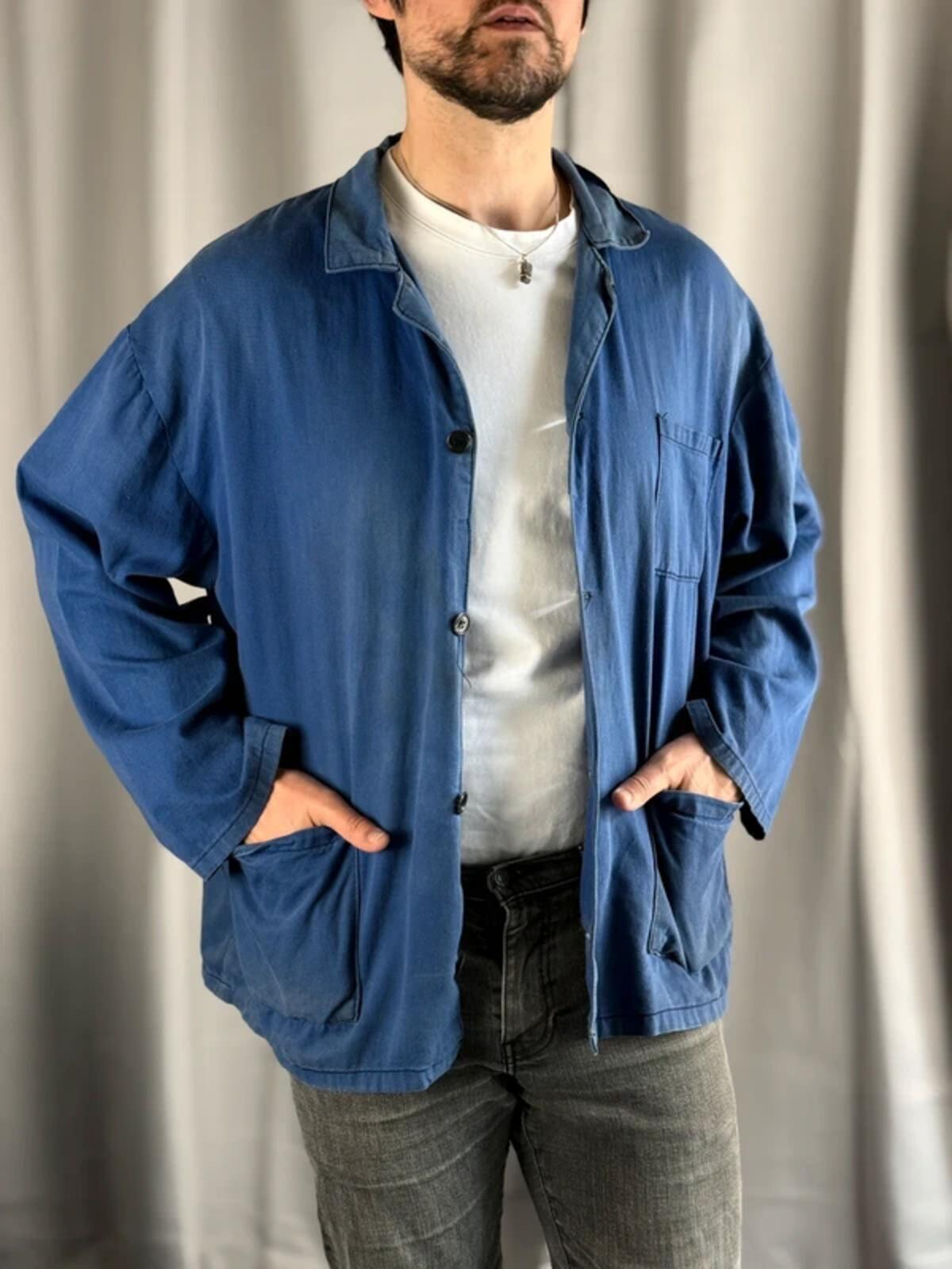 Boxy Fit French Work Jacket Vintage 70s XL