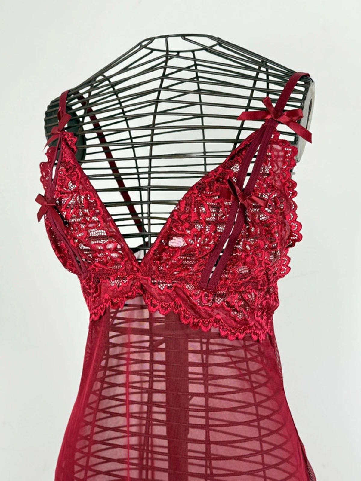 Sheer Lace Babydoll Slip Dress Y2K Large