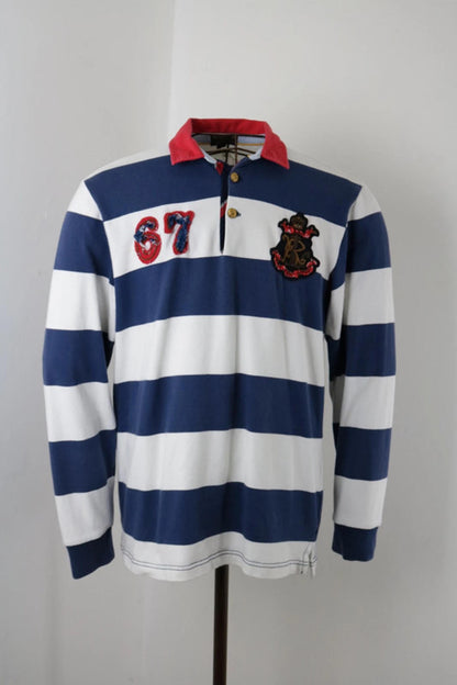 Ralph Lauren Rugby Shirt Striped Large Polo Navy Prep