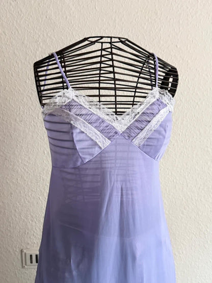 Beautiful Vintage Lilac Lace Slip Dress Size 6-8