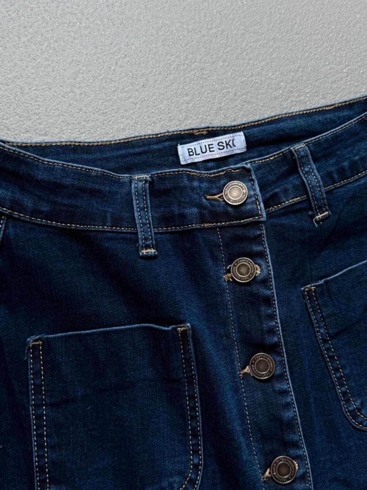 Y2K Denim Maxi Skirt Front Button Size 8