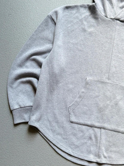 Super Boxy Grey Cotton Ribbed Hoodie Size 14