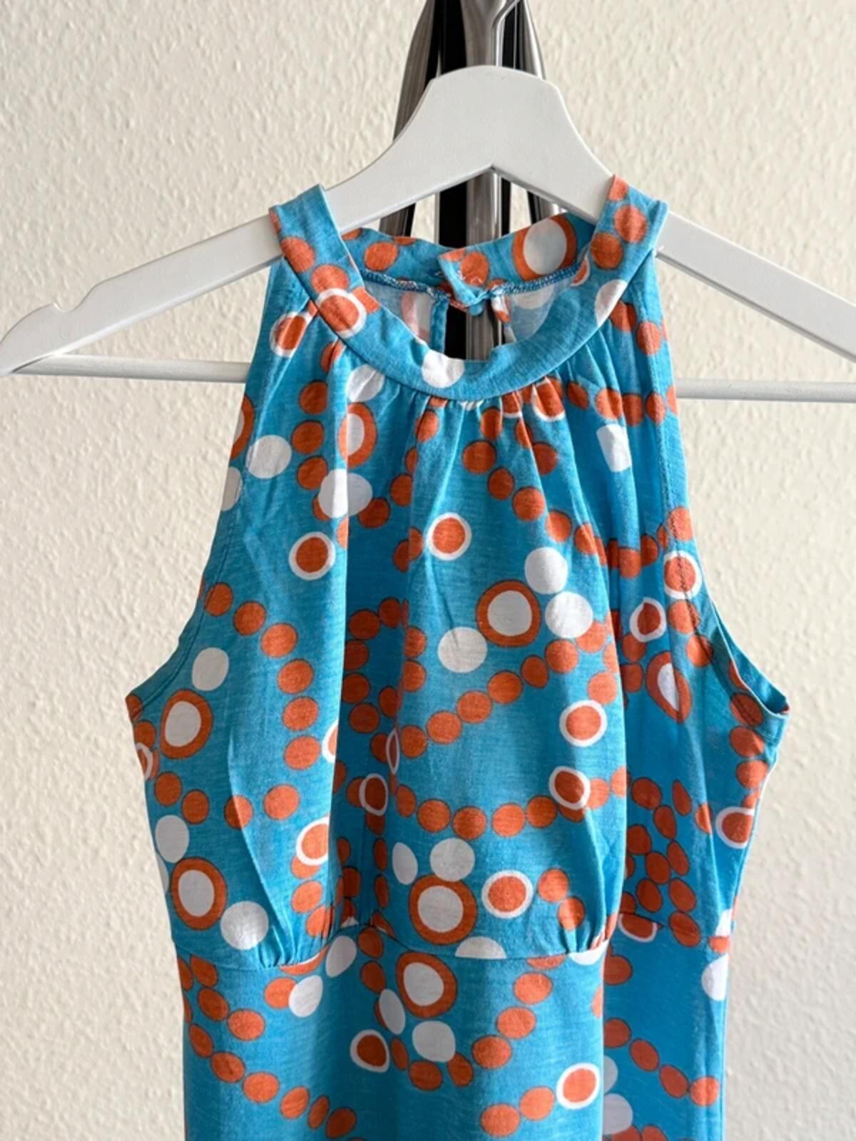 70s Halter Neck Mini Dress Geometric Pattern Small Size 8