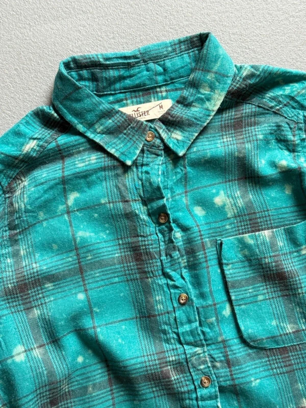 Hollister Bleach Dye Flannel Shirt Medium Mens