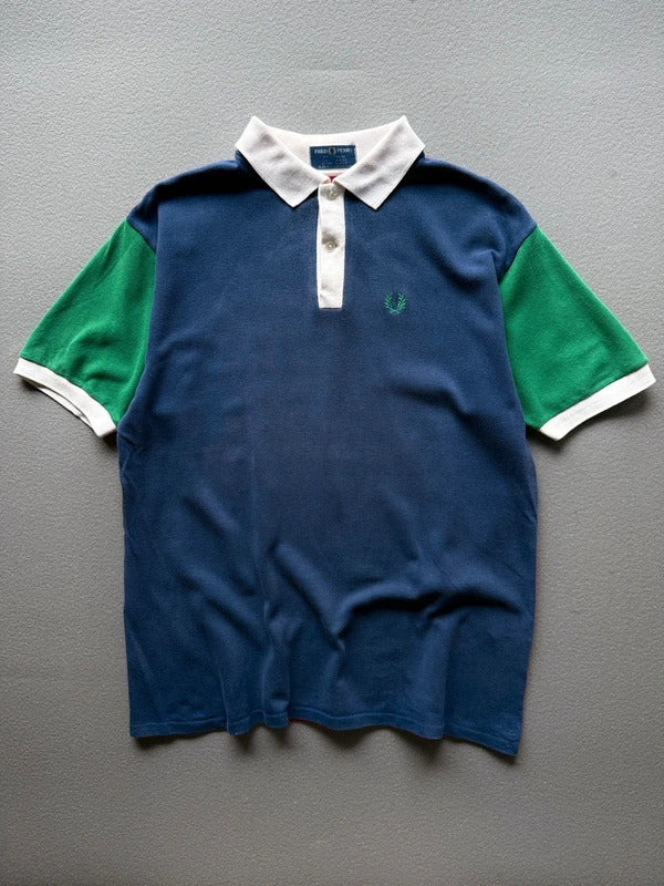 Vintage Fred Perry Colour Block Polo Shirt Made in England Men’s XL