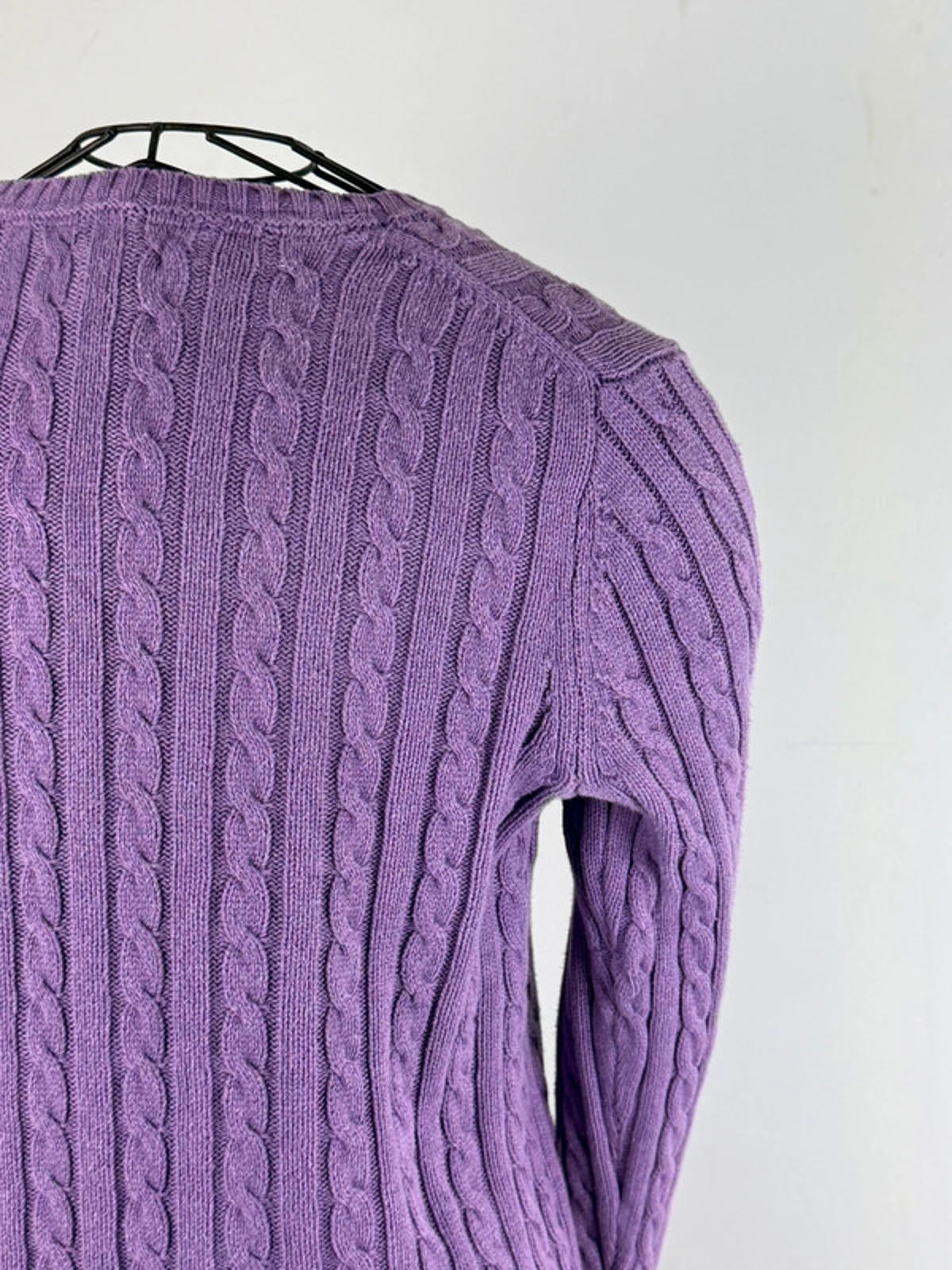 Lilac Purple LL Bean Cable Knit Jumper Medium