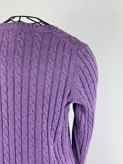 Lilac Purple LL Bean Cable Knit Jumper Medium