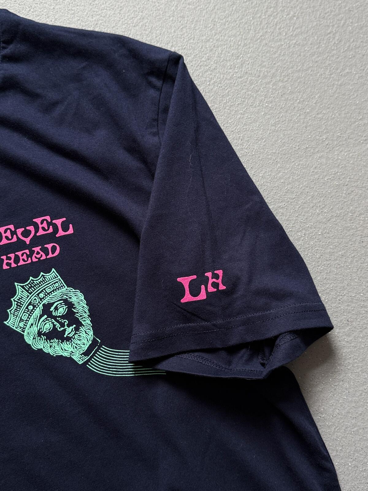 Level Head Brewery Navy Graphic T Shirt Pink Green Print XL