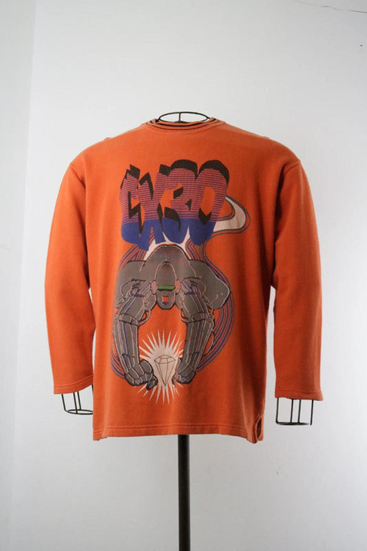 Y2K Graffiti Art Sweatshirt Medium 90s Rave Streetwear