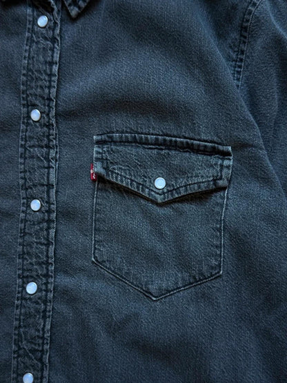 Levi’s Grey Pearl Snap Button Western Denim Shirt Medium