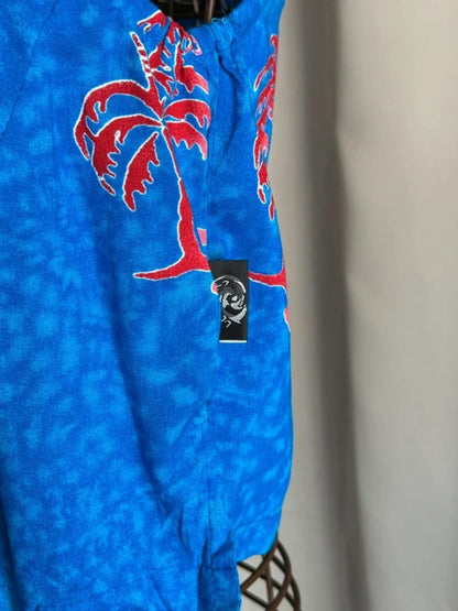 Y2K Hawaiian Blue Print Cropped Cami Top S/M