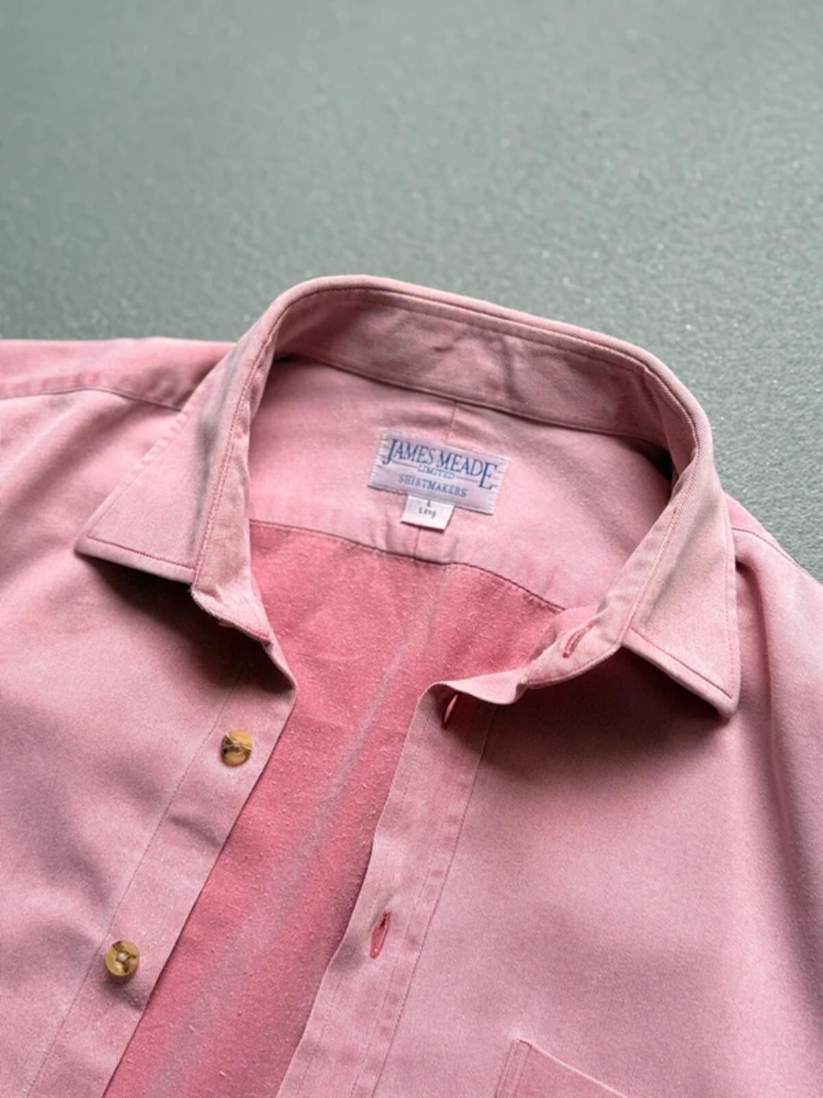 Vintage 90s Faded Light Rose Pink Cotton Shirt Large Oversized