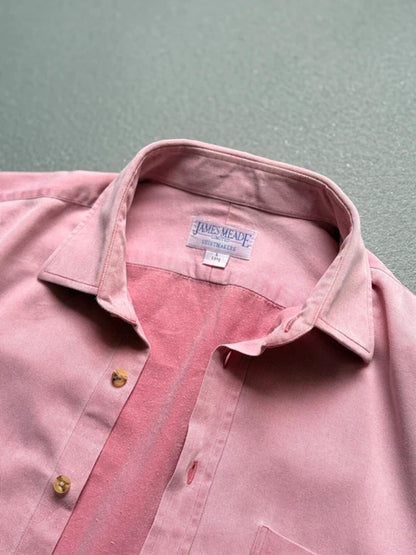 Vintage 90s Faded Light Rose Pink Cotton Shirt Large Oversized