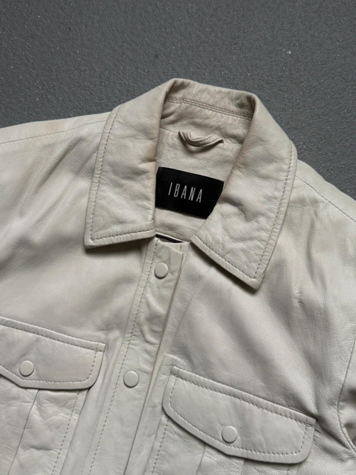 Ibana White Faux Leather Trucker Jacket Small