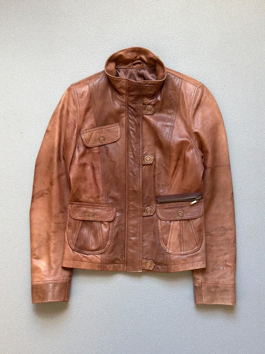 Marc O’Polo Brown Leather Vintage Jacket Large Ladies