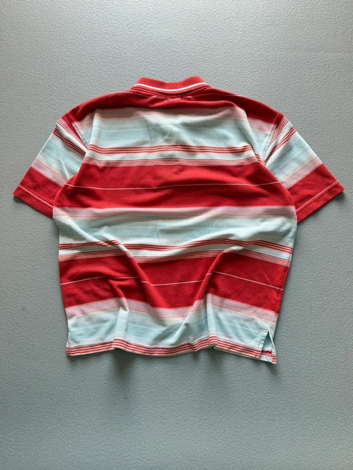 Y2K Stripe Polo Shirt Boxy Fit XL