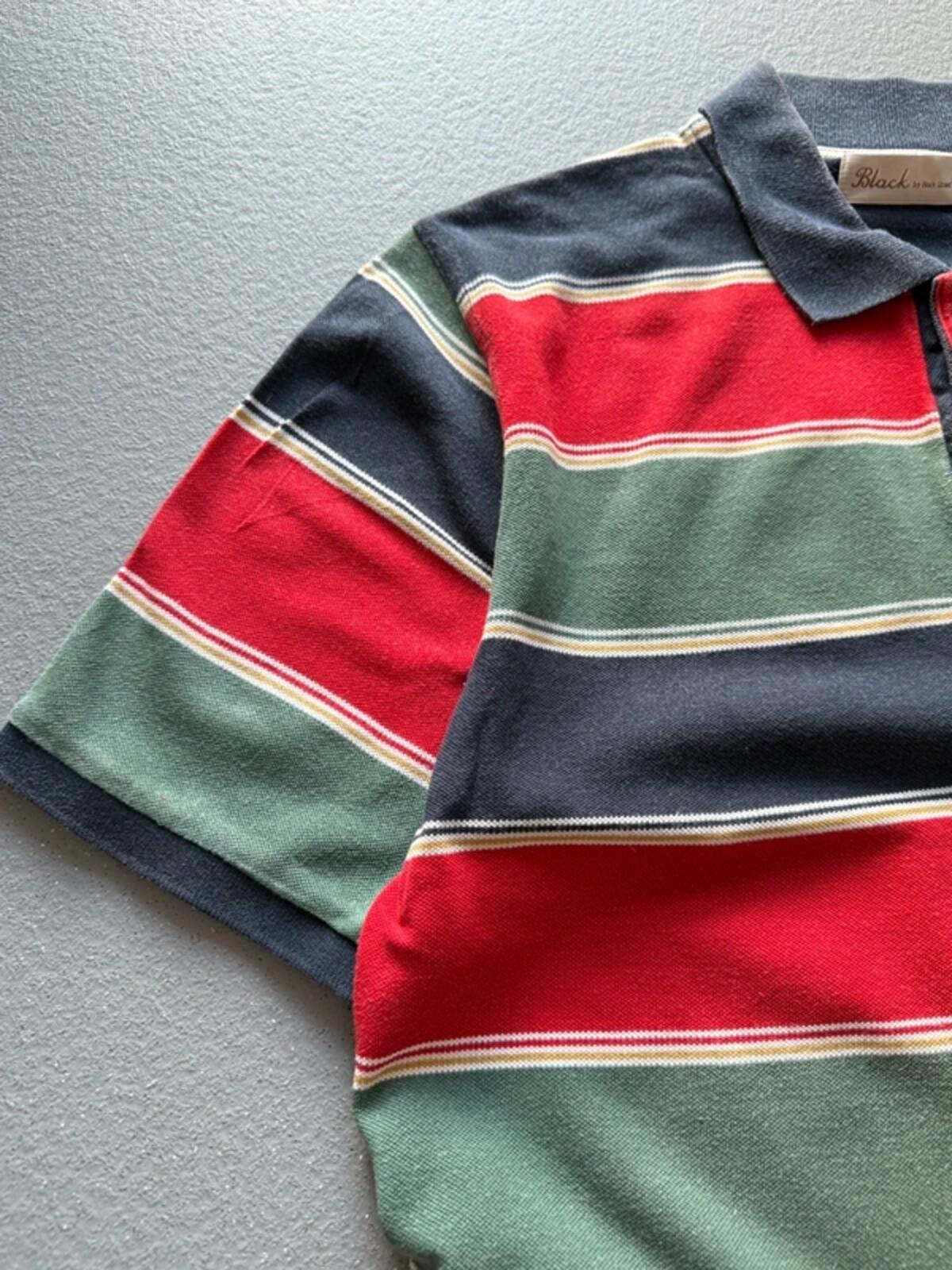 Y2K Block Stripe Boxy Polo Shirt Large