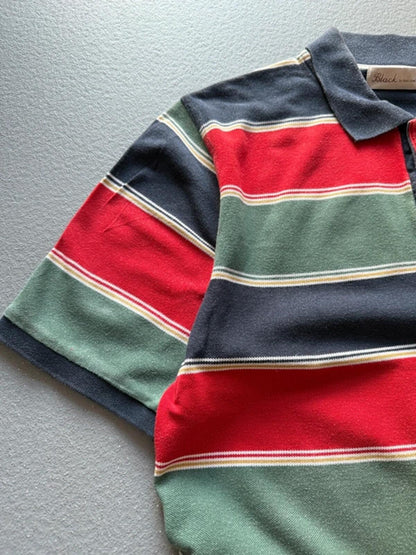 Y2K Block Stripe Boxy Polo Shirt Large