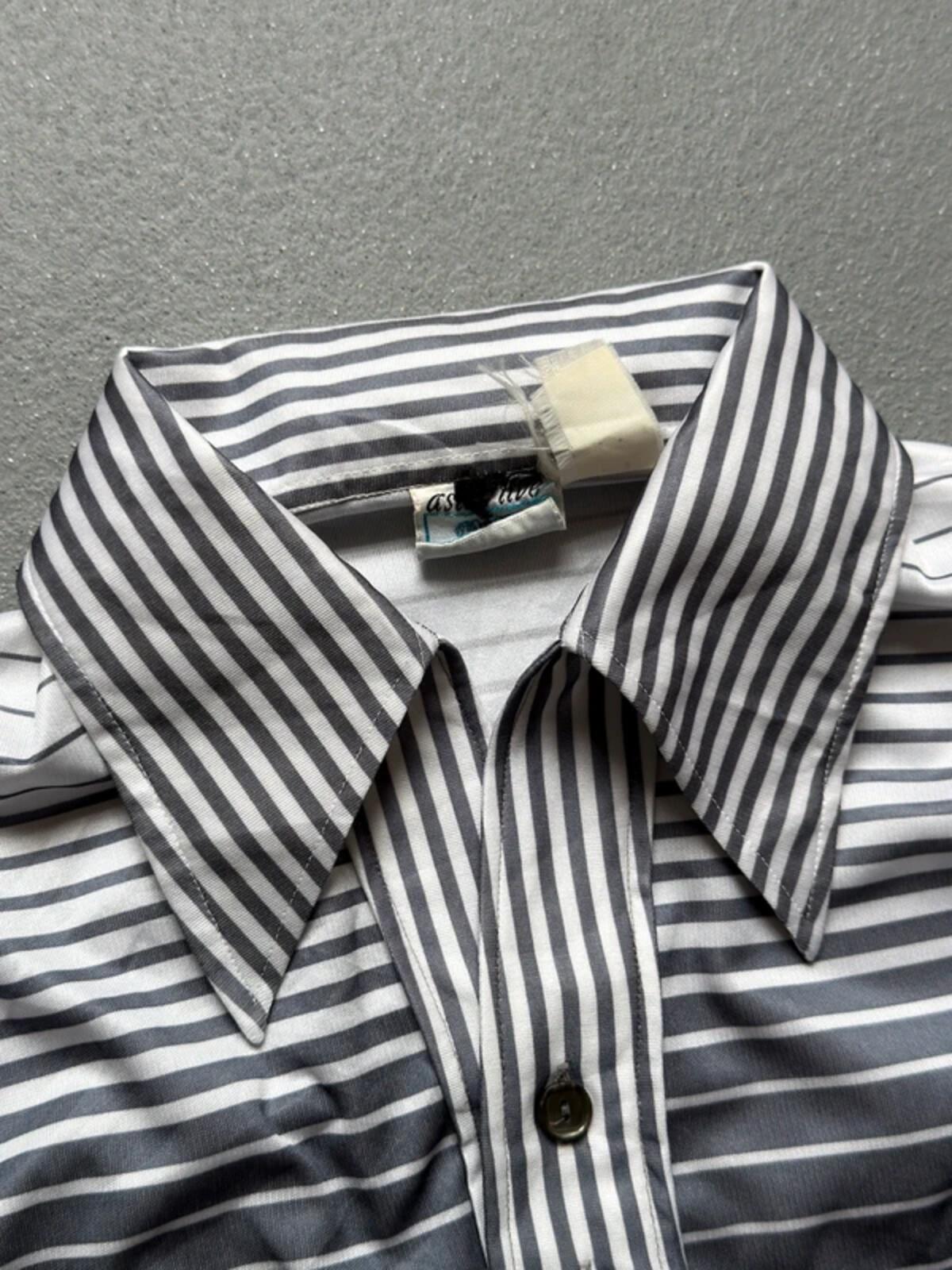 1970s Stripe Long Sleeve Polo Shirt Small Mens