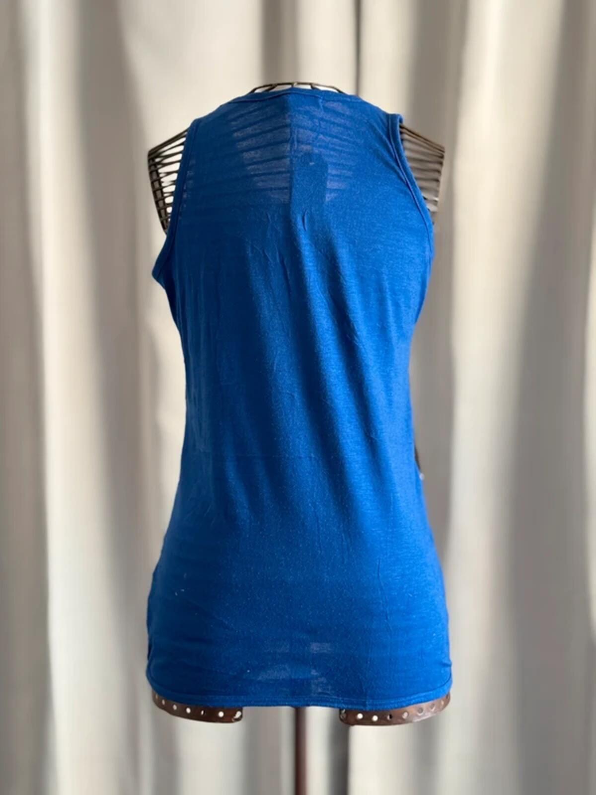 Y2K Indie Striped Sequin Vest Small Black & Blue