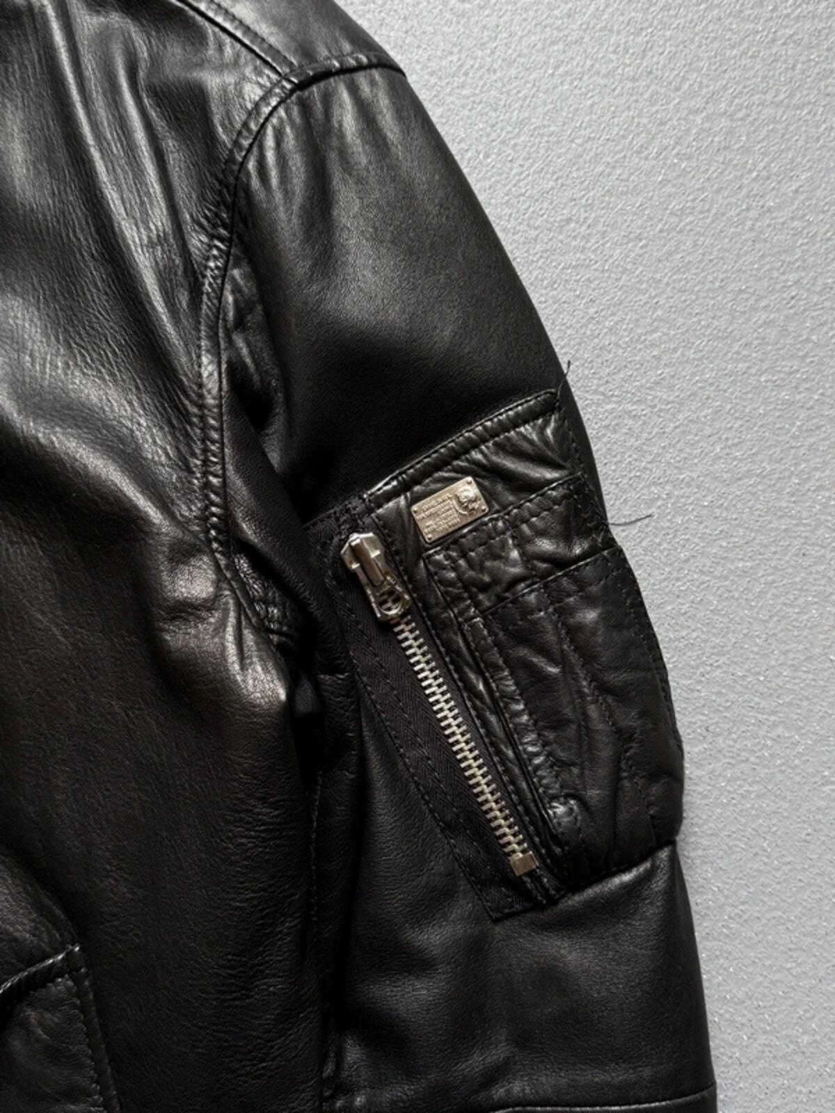 Diesel Black Leather Bomber Jacket Medium Men’s