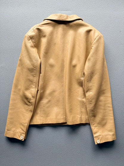 ARMA Buttery Beige Leather Jacket – Women’s UK 16