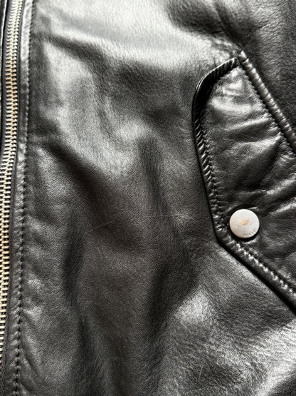 Diesel Black Leather Bomber Jacket Medium Men’s