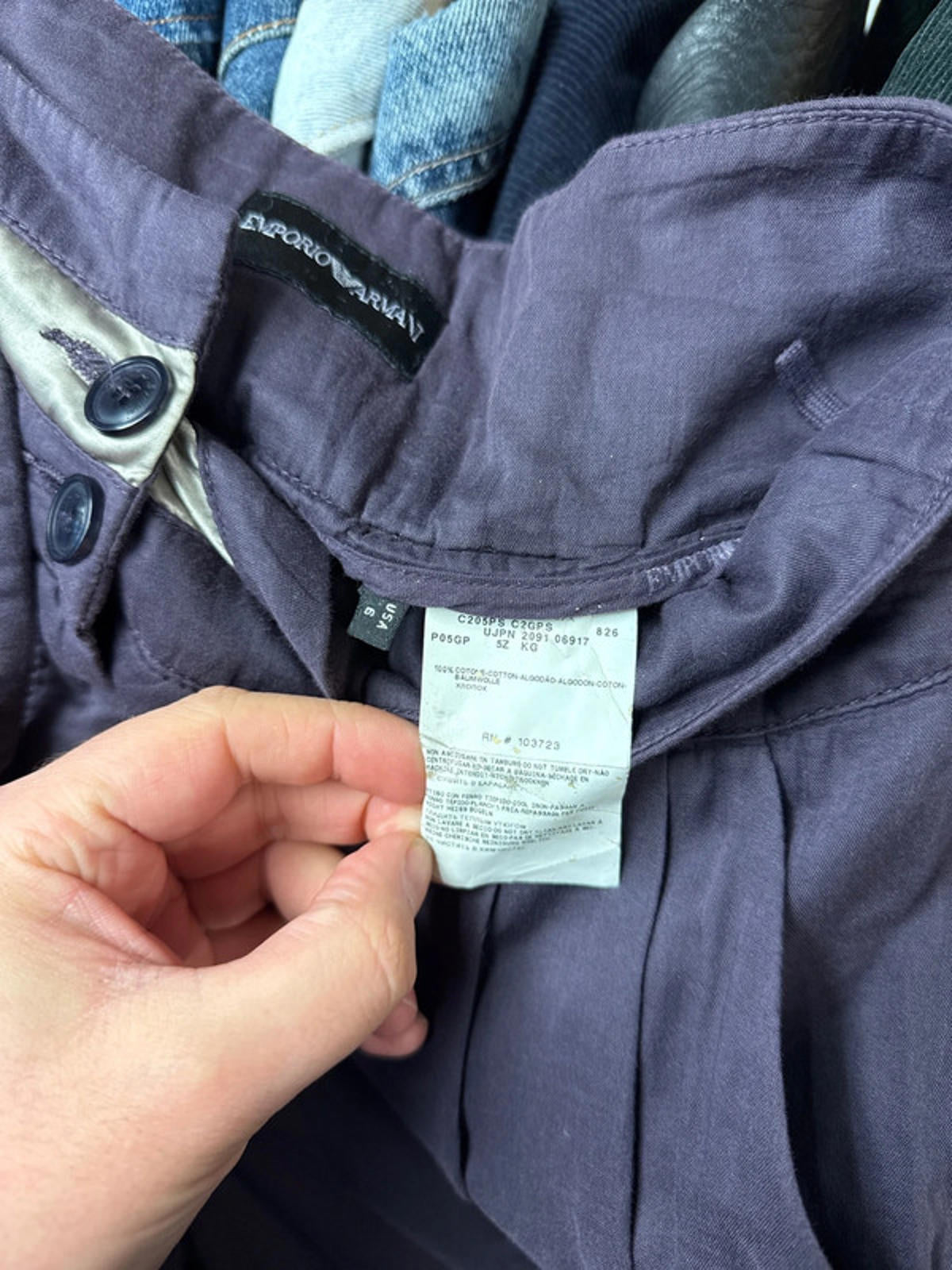 Emporio Armani Wide Leg Cotton Purple Y2K Trousers Size 10