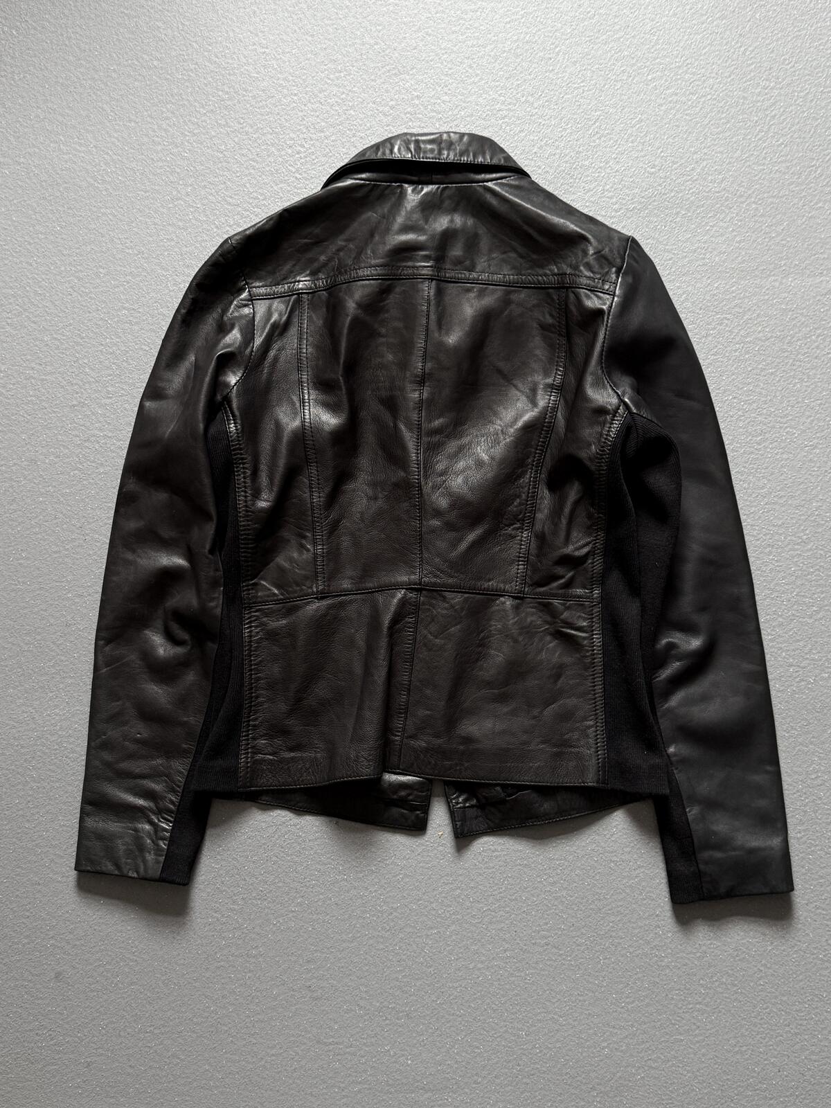 Transmission Black Leather Blazer Jacket Tailored Button Front