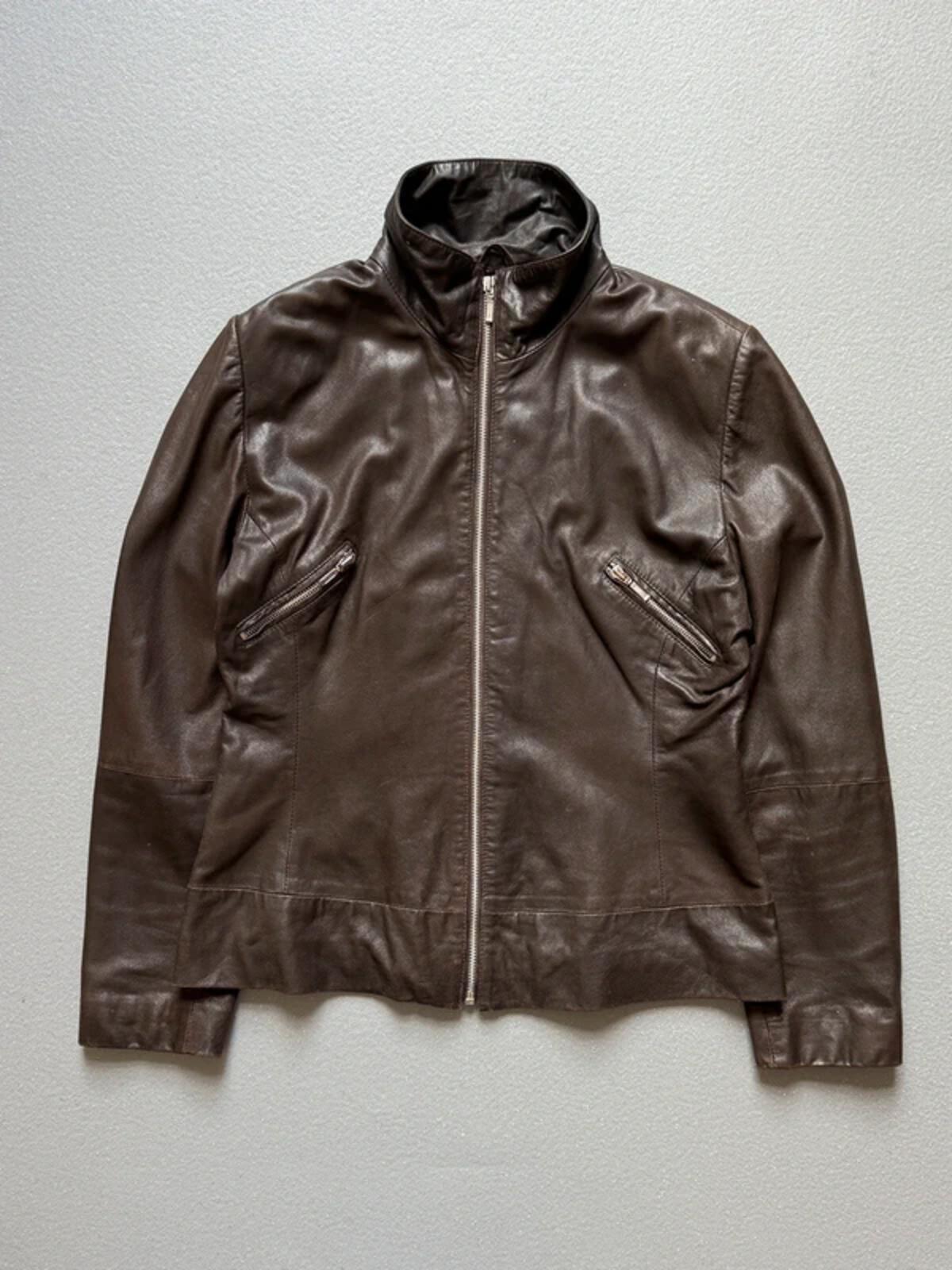 1980s Brown Leather Utility Jacket Large Ladies